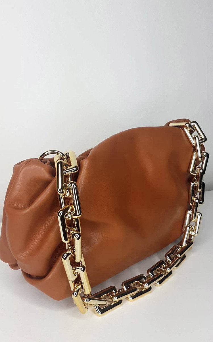 Faux Leather Chain Detail Bag