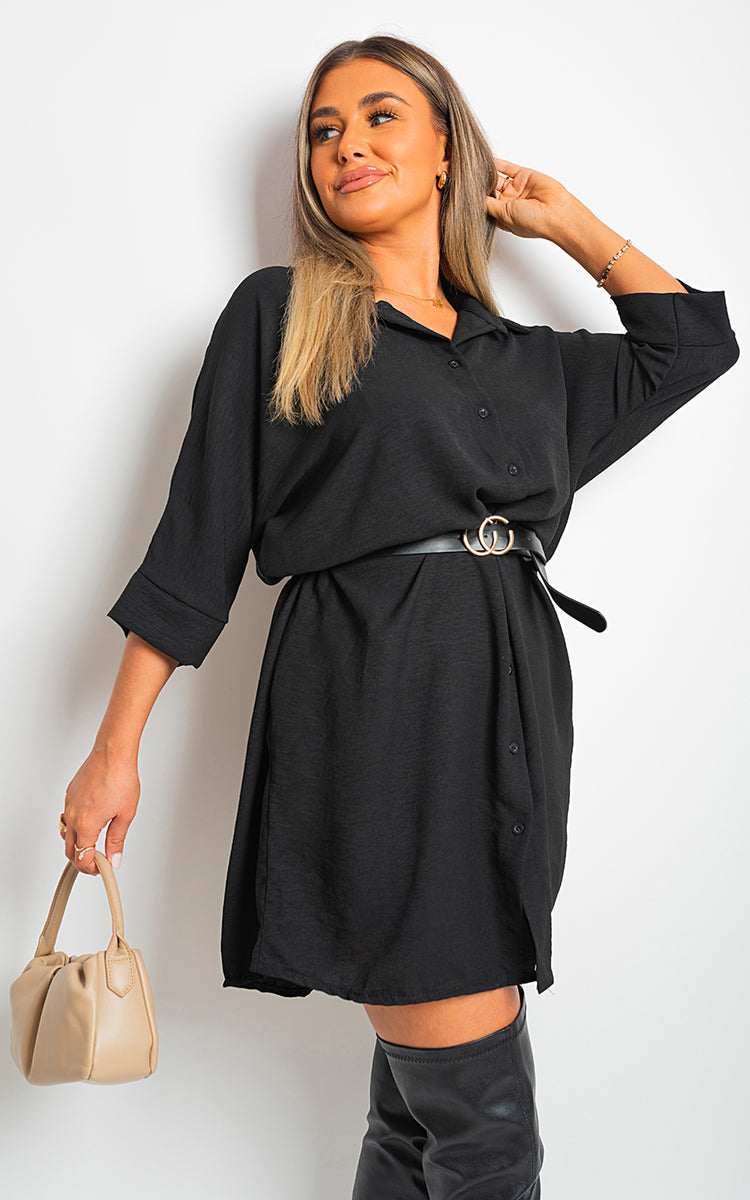 Collared Button Down Mini Dress