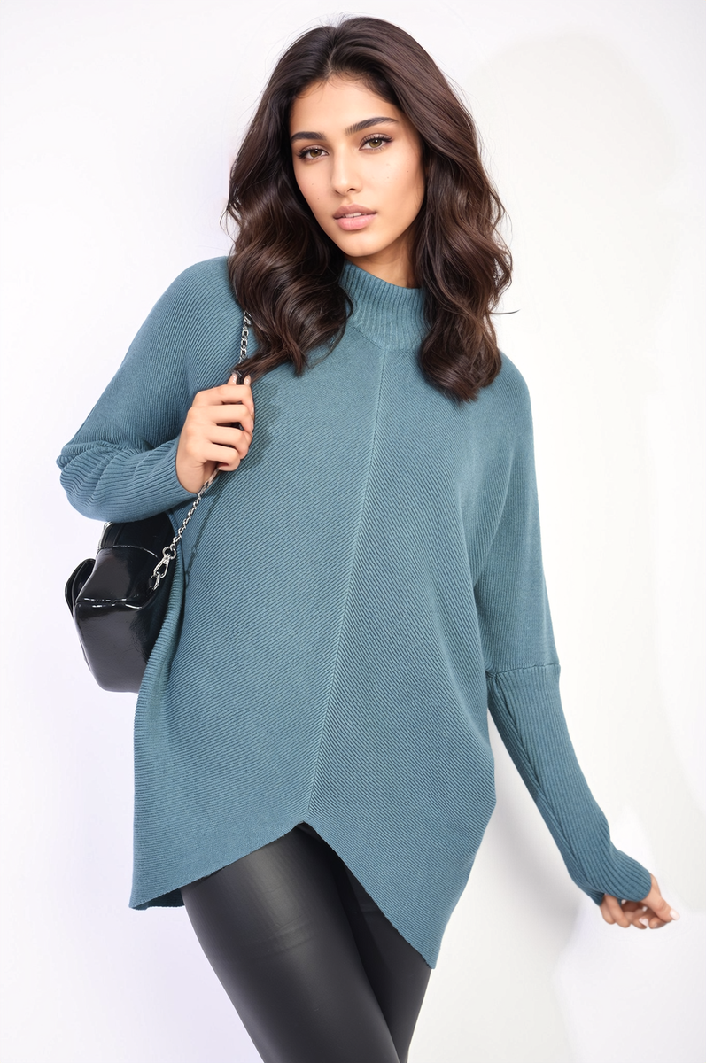 Turtle Neck Longline Knitted Jumper