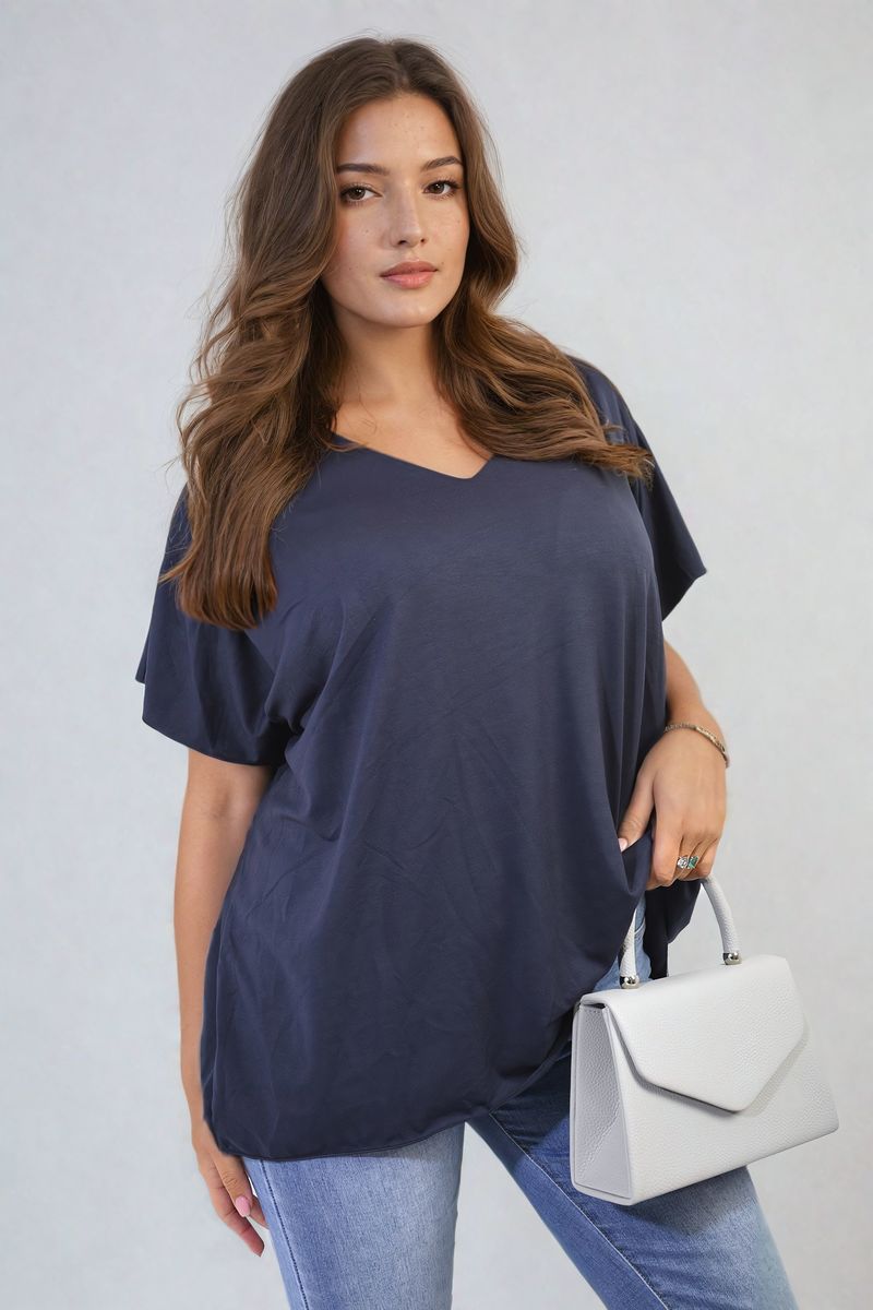 Short Sleeve V-Neck Loose Top