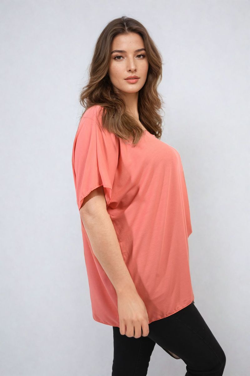 Short Sleeve V-Neck Loose Top