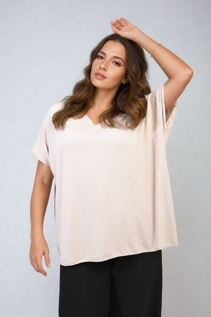 Short Sleeve V-Neck Loose Top