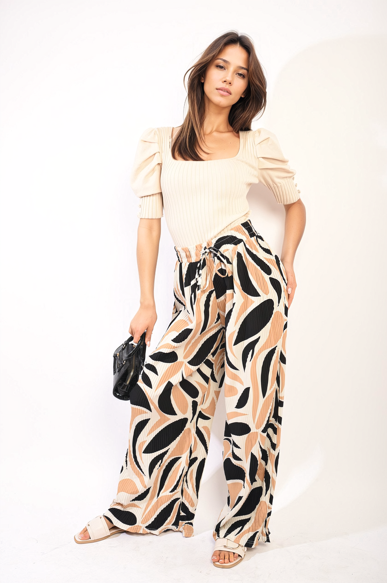 Abstract Pattern Wide Leg Trousers