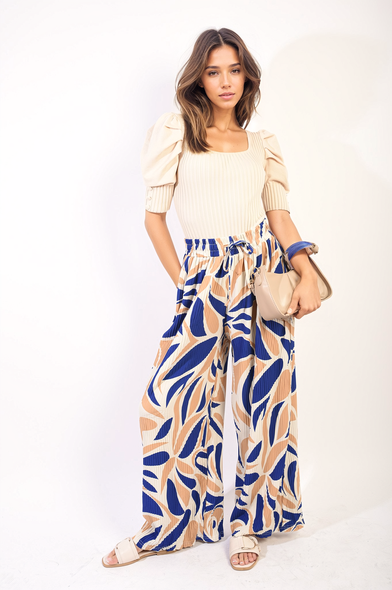 Abstract Pattern Wide Leg Trousers