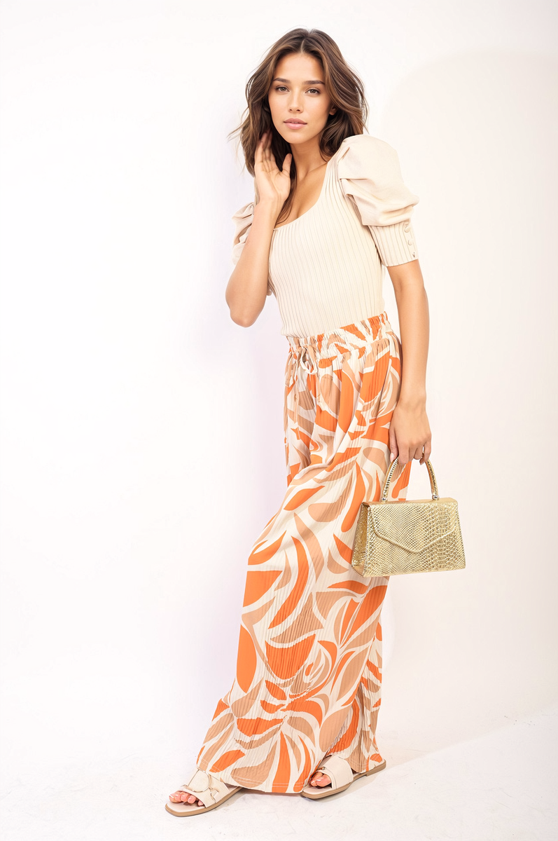 Abstract Pattern Wide Leg Trousers