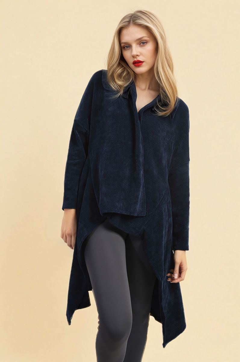 Open Front Long Back Knitted Cardigan