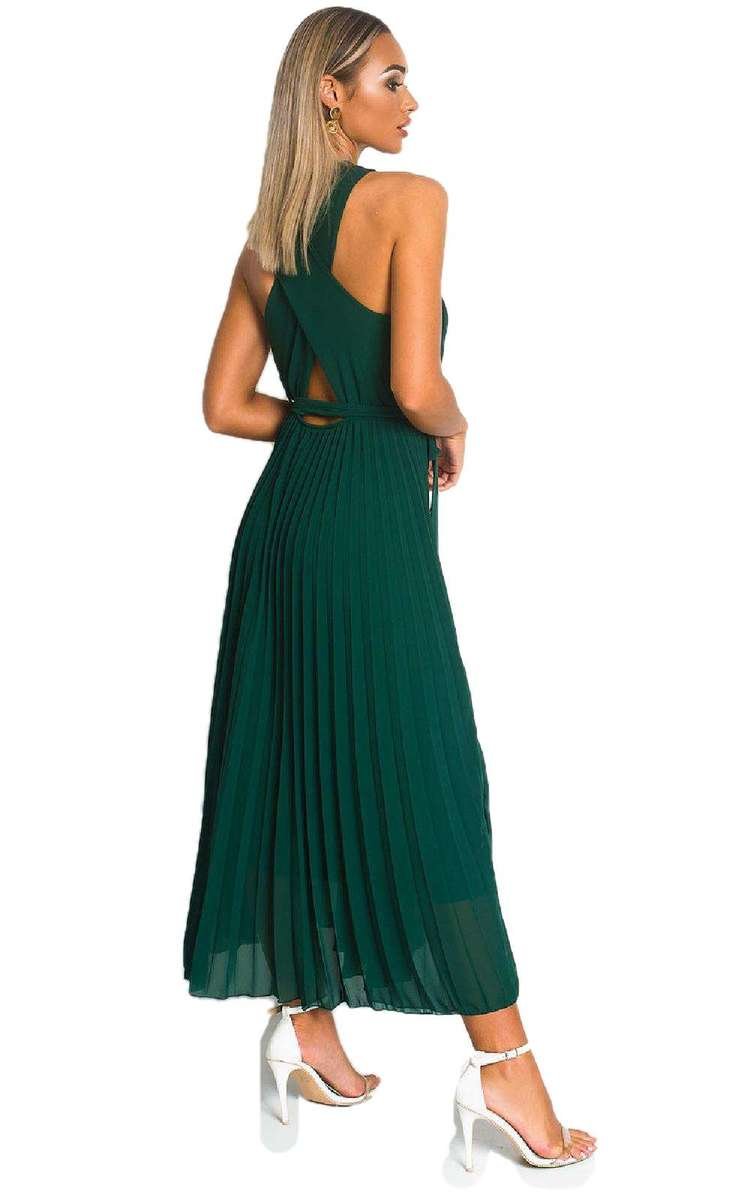 Pleated Crossover Maxi Dress