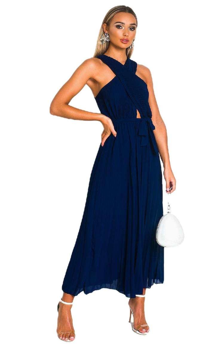 Pleated Crossover Maxi Dress