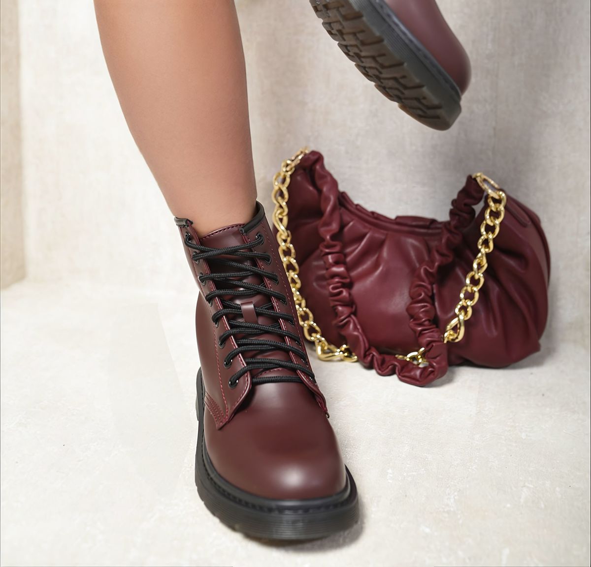 Lace-Up Platform Ankle Boots