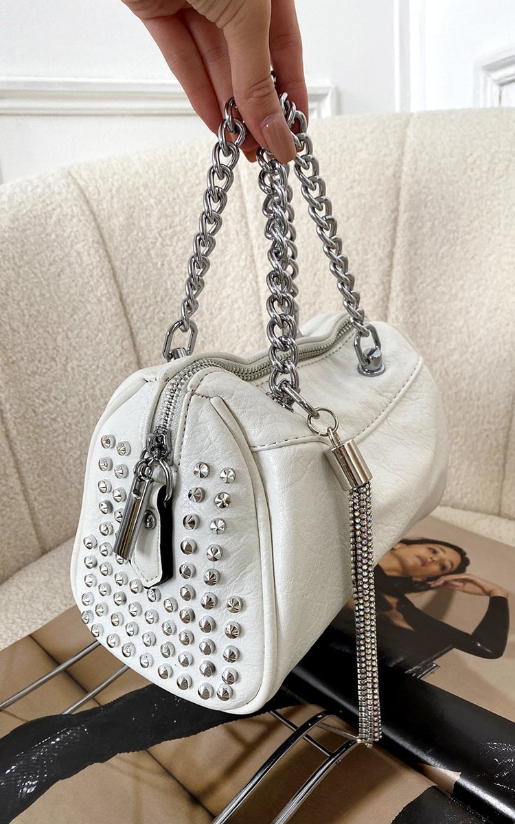 Studded with Chain Detail Handbag