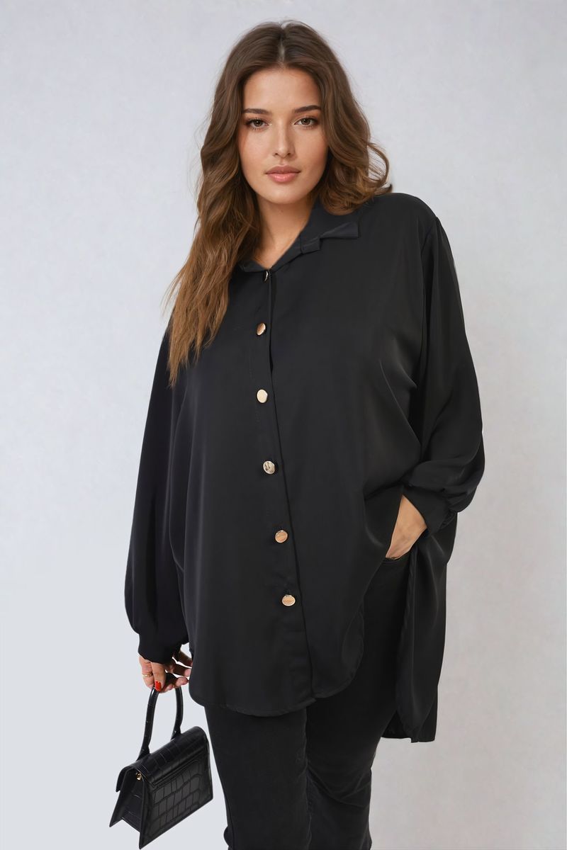 Oversized Collared Button Down Top