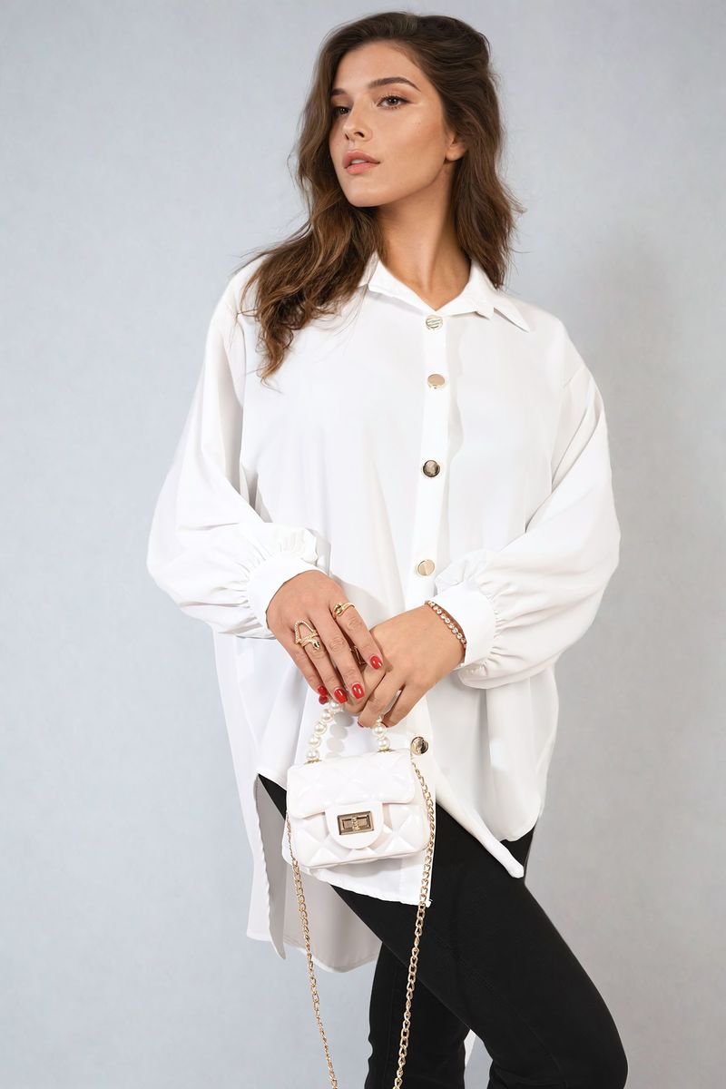 Oversized Collared Button Down Top