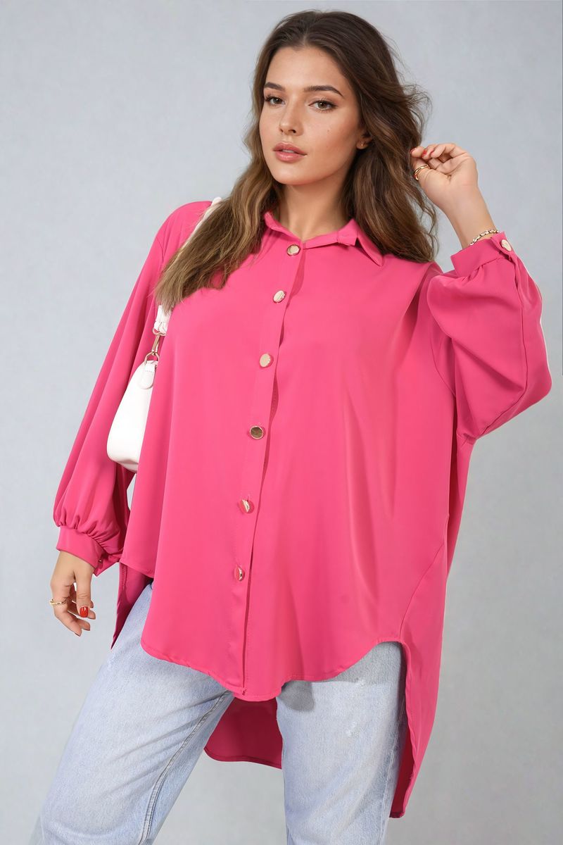 Oversized Collared Button Down Top