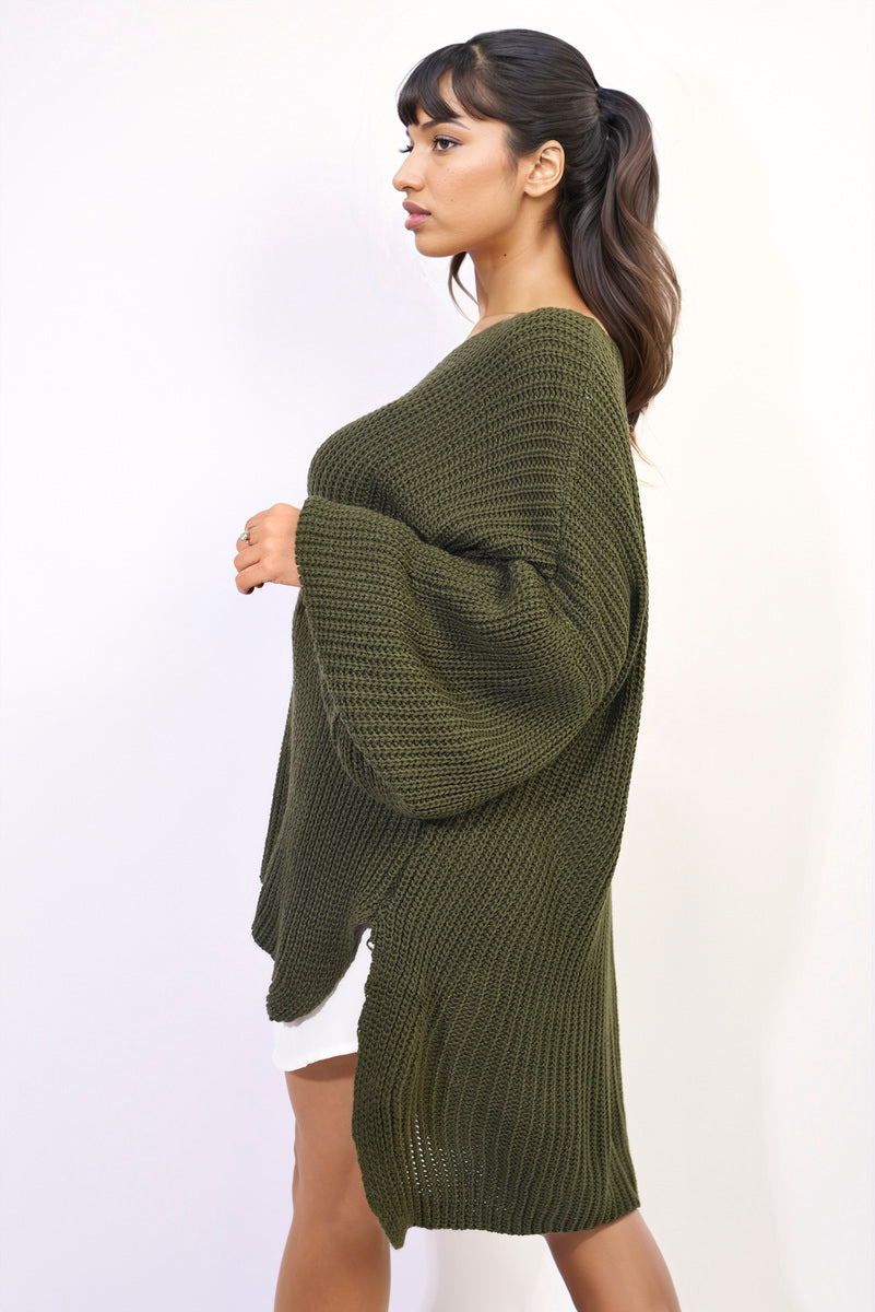 Oversized Long Back Knitted Mini Dress