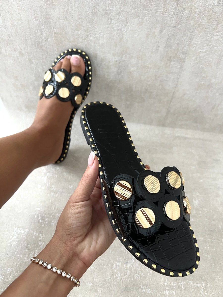 Studded Strap Flat Sandals