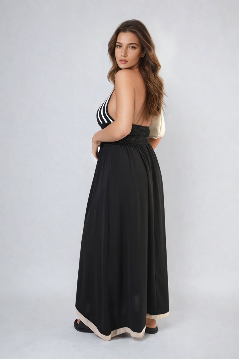 Crochet V-Neck Halter Backless Maxi Dress