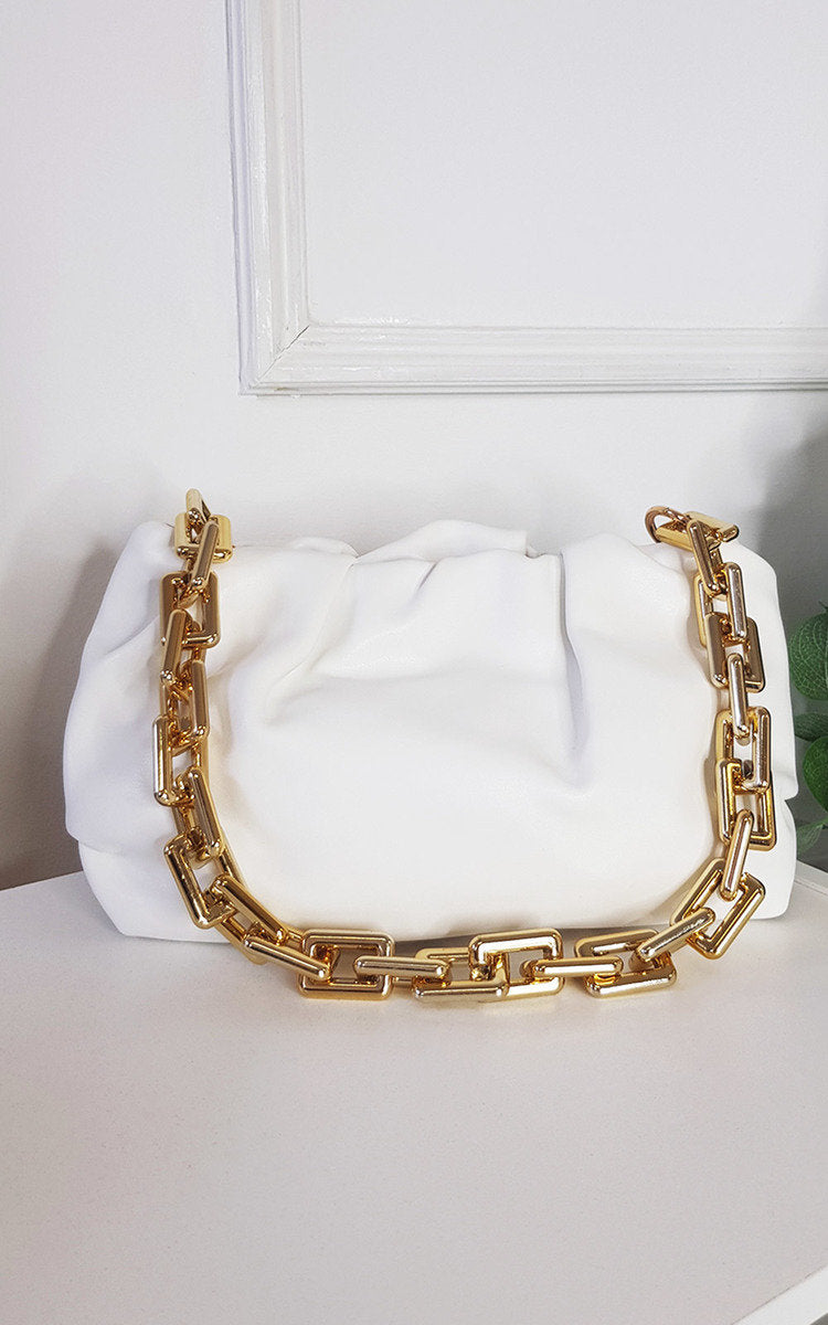 Faux Leather Chain Detail Bag