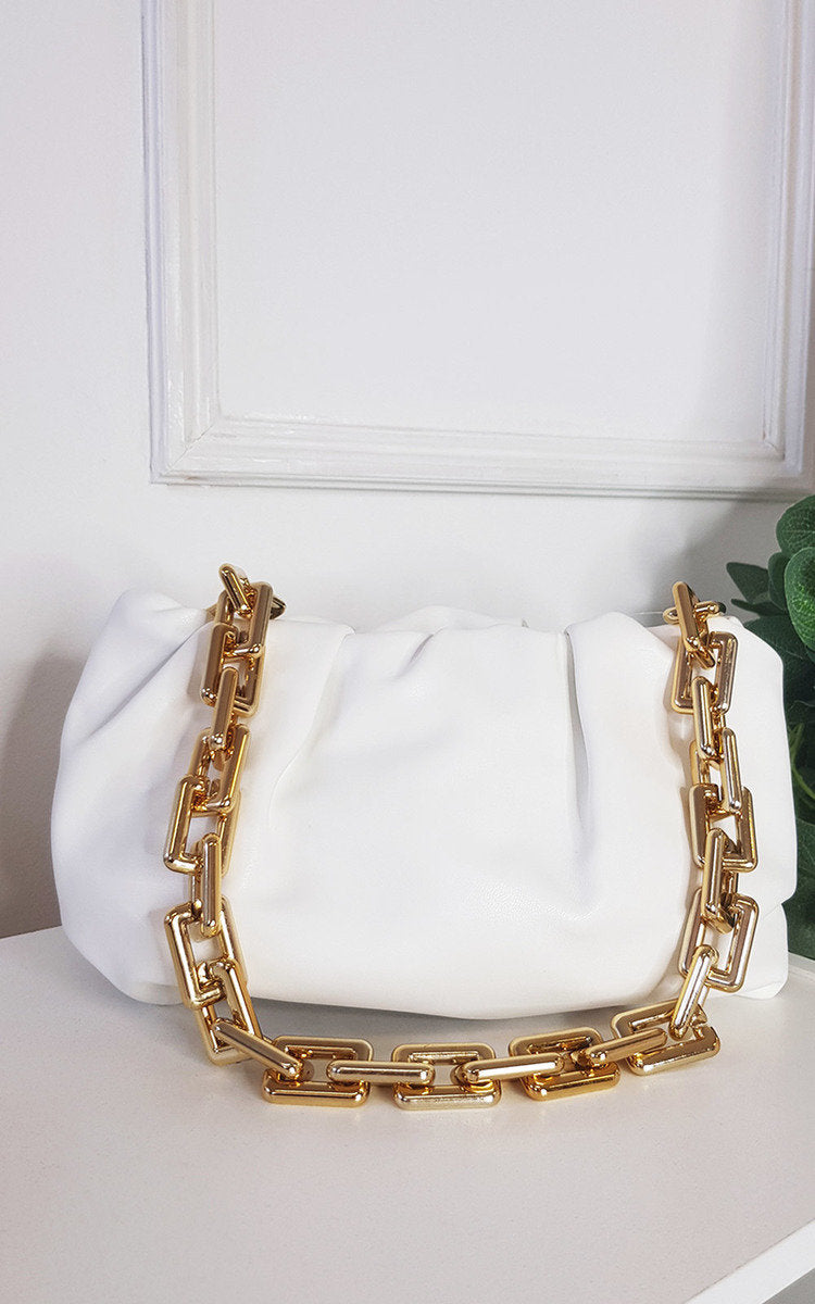 Faux Leather Chain Detail Bag