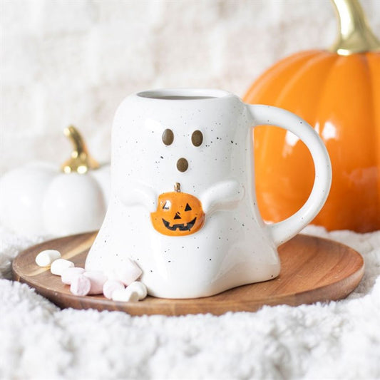 Ghost Shaped Mug with Pumpkin