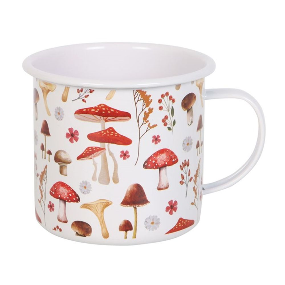 All Over Mushroom Print Enamel Mug