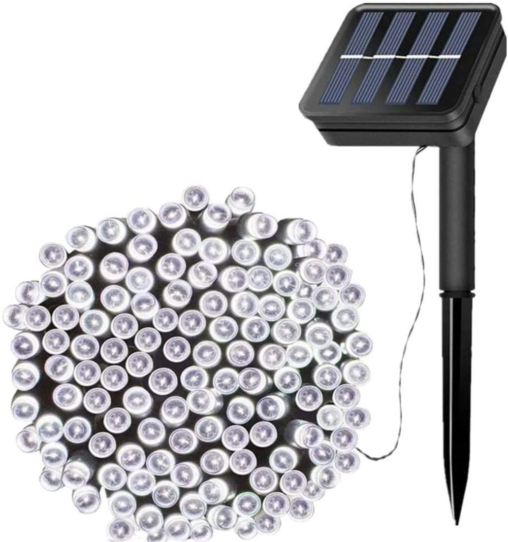 Planet Solar 100 LED White Outdoor String Solar Powered Fairy Lights