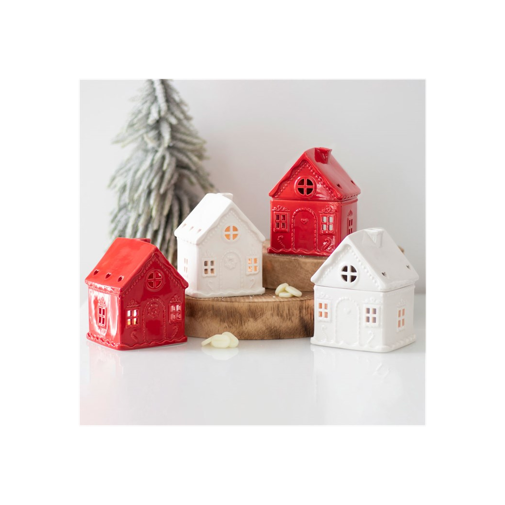 White Gingerbread House Oil Burner