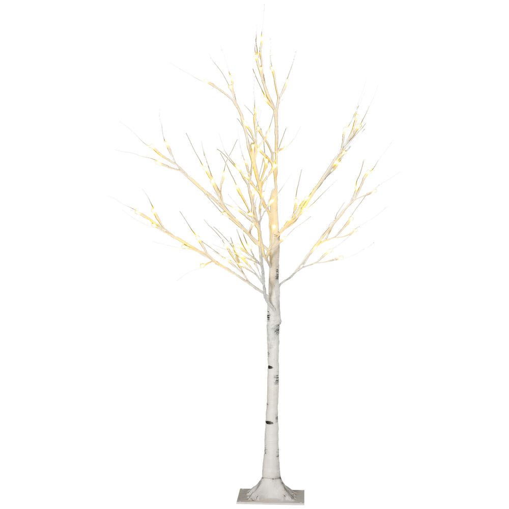 HOMCOM 4ft Artificial White Birch Tree Light  72 Warm White Pre-Lit LED Light