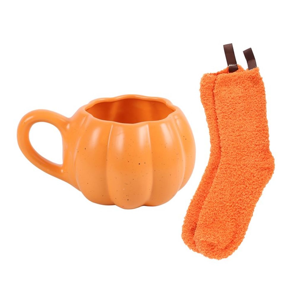 Pumpkin Shaped Mug and Socks Set