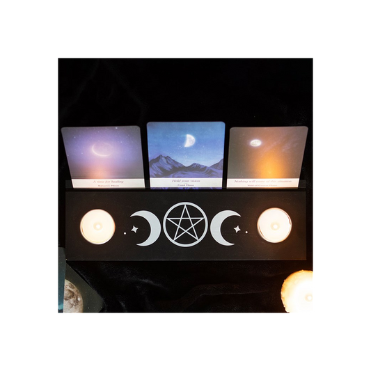 Black Triple Moon Tarot Card Stand Tealight Holder