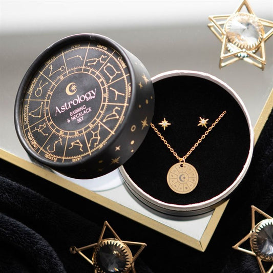 Astrology Wheel Earring and Necklace Set