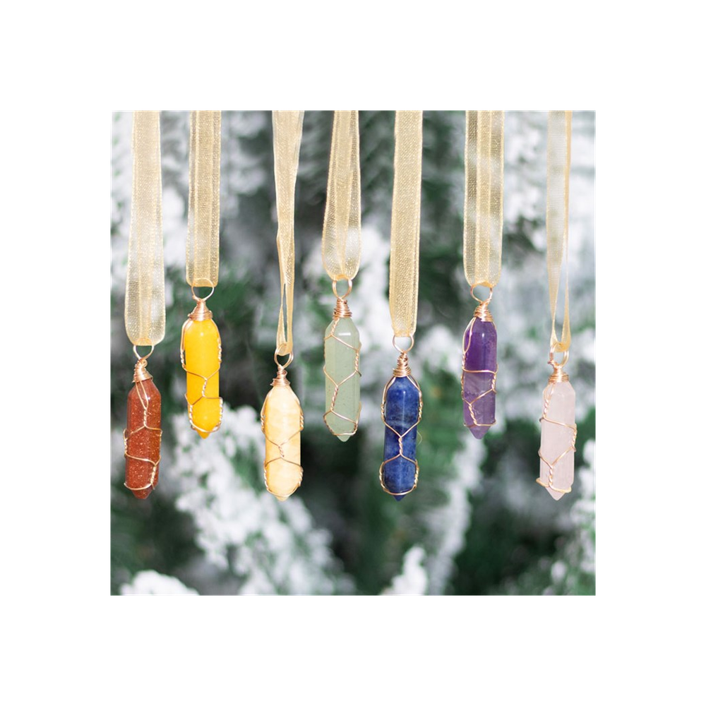 Set of 7 Hanging Crystal Tree Decorations