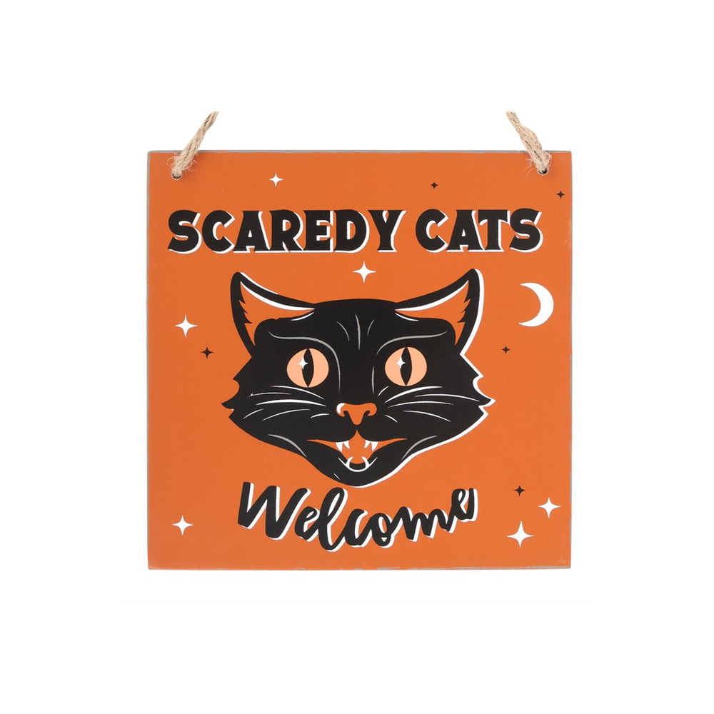 Scaredy Cats Welcome Hanging Sign