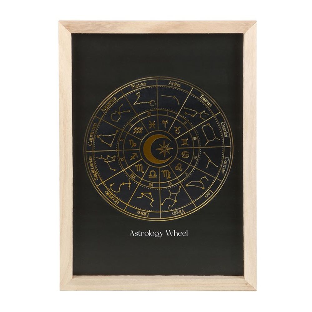 Black Astrology Wheel Framed Wall Art Print