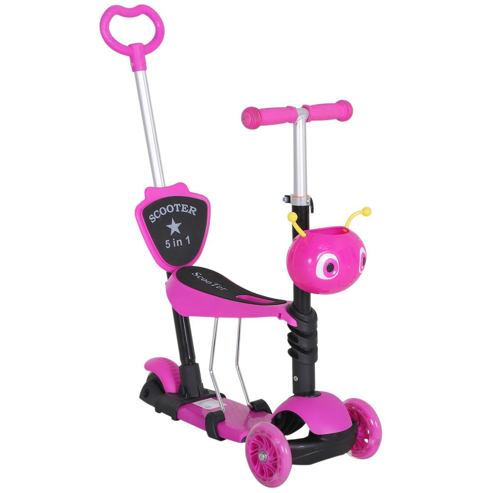 5-in-1 Kids Baby Toddler Kick Scooter Removable Seat Height Adjustable