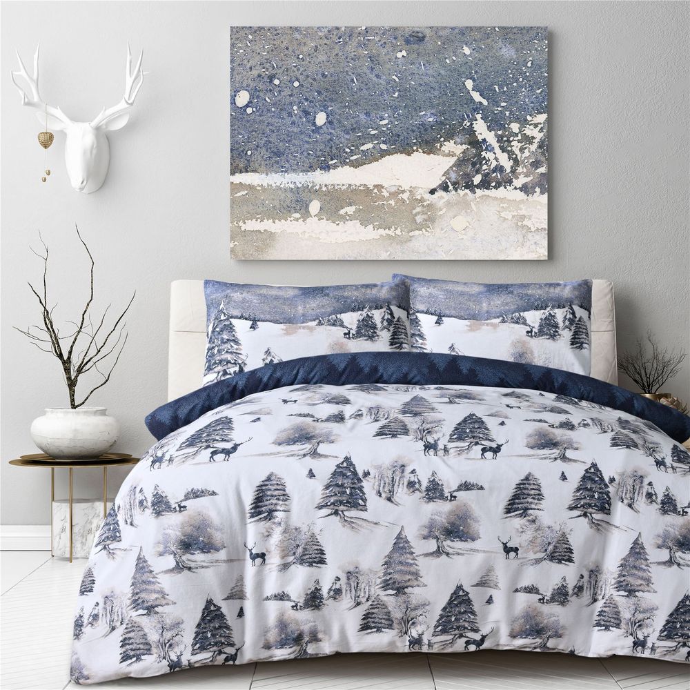 WINTER SCENE DUVET SET NAVY SG