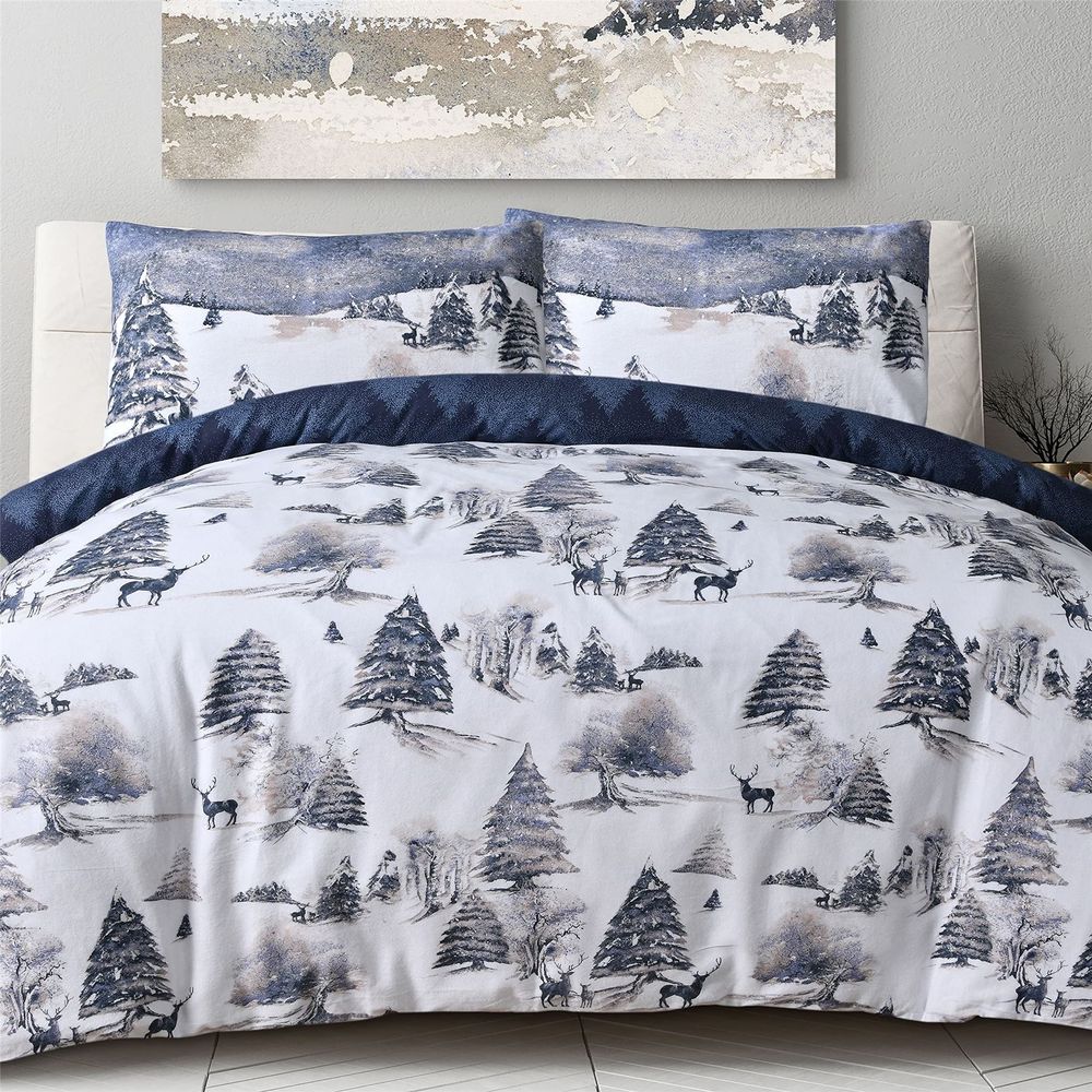 WINTER SCENE DUVET SET NAVY SG