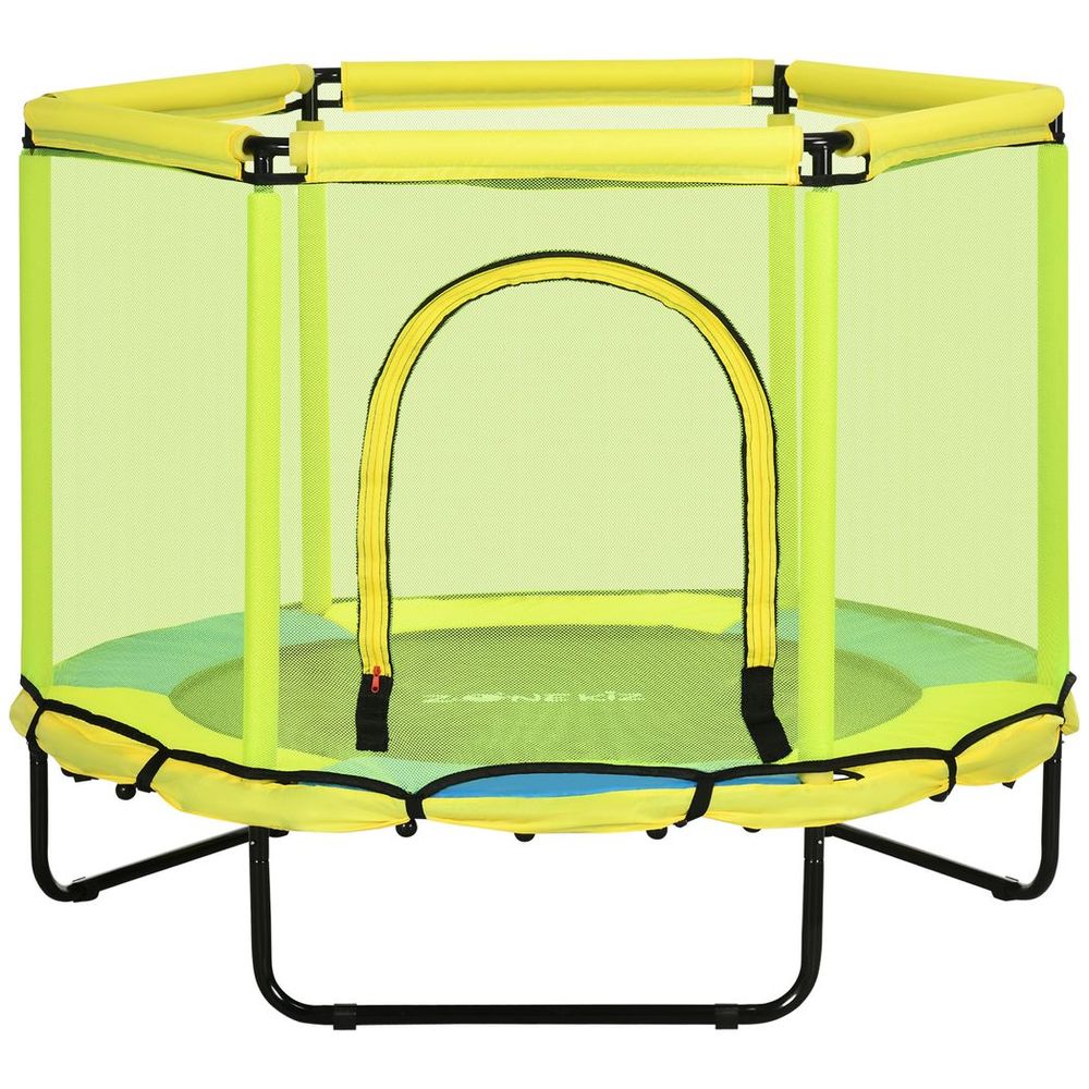 ZONEKIZ 4.6 FT Trampoline with Enclosure Net Bungee Gym, Yellow