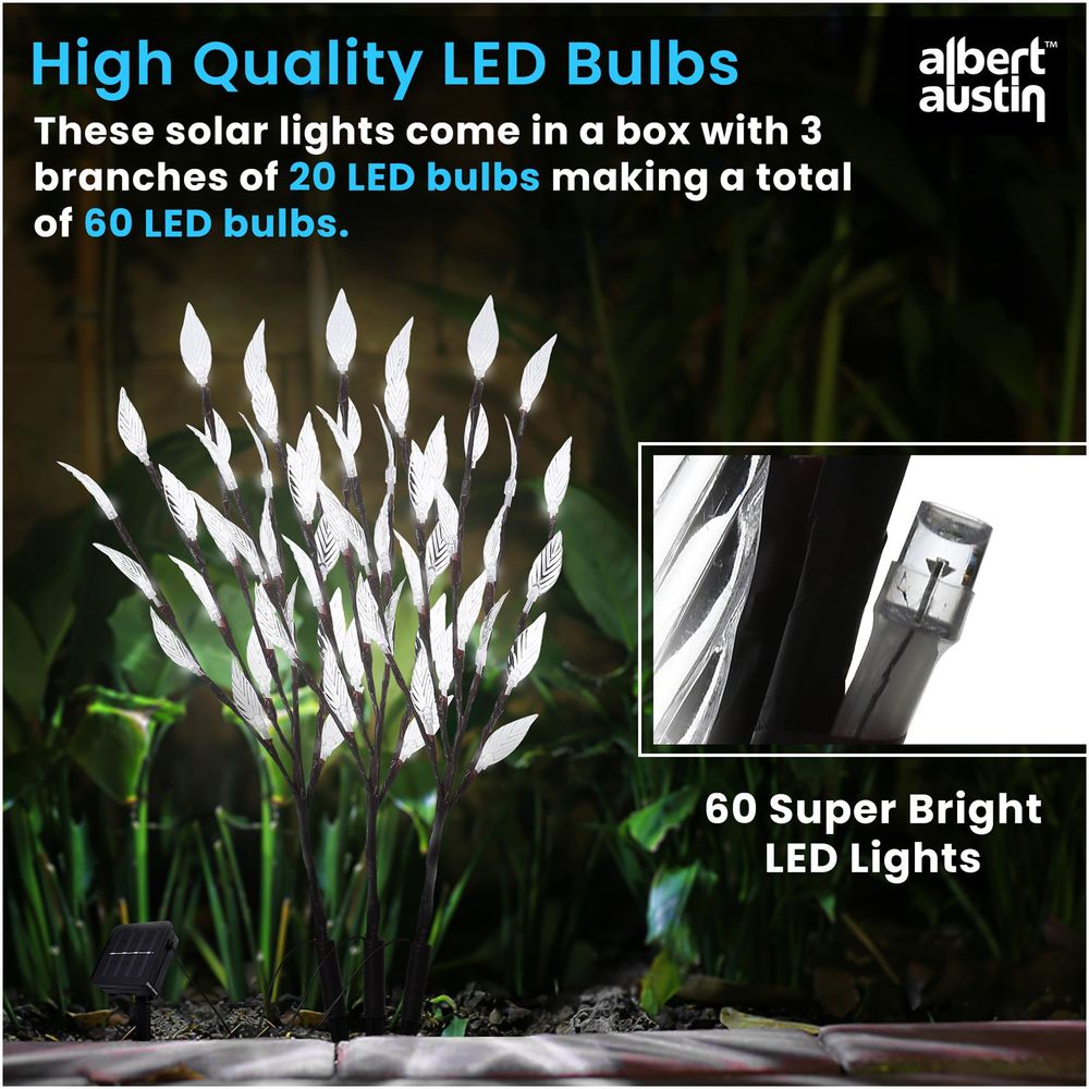 3Pk 60 LED Solar Branch Lights BRIGHT WHITE | DGI-6641 | AS-82384 | TWL-1582