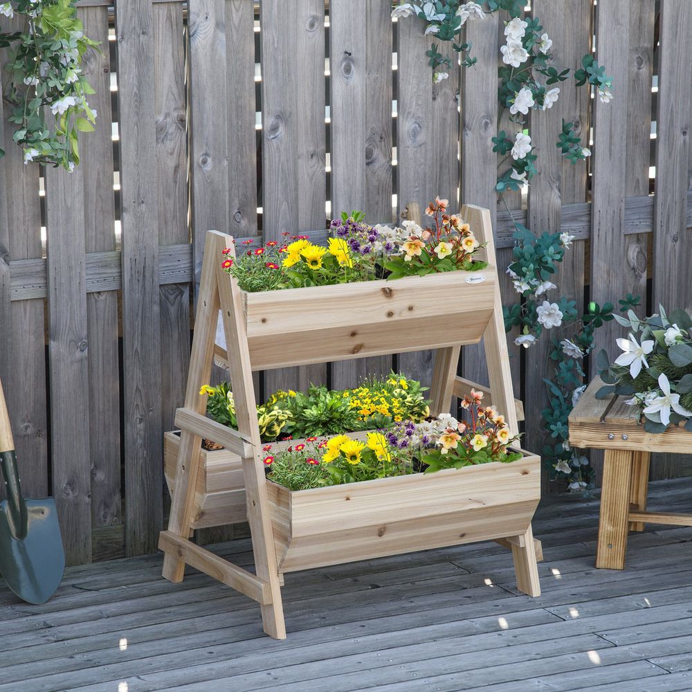 Wood Raised Garden Bed Planter Box with Stand