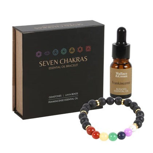 Seven Chakra Mixed Gemstone Essential Oil Bracelet