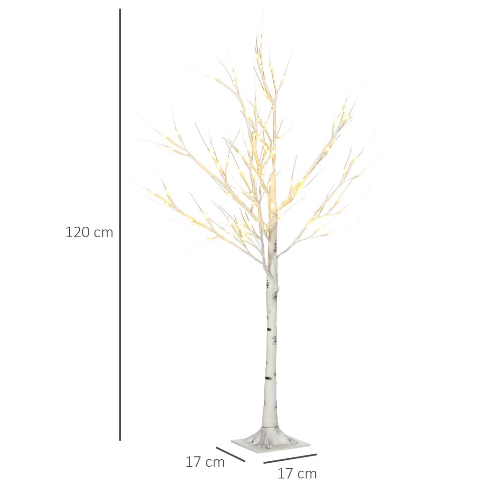 HOMCOM 4ft Artificial White Birch Tree Light  72 Warm White Pre-Lit LED Light