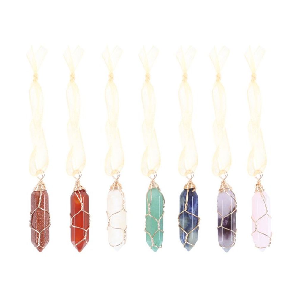 Set of 7 Hanging Crystal Tree Decorations