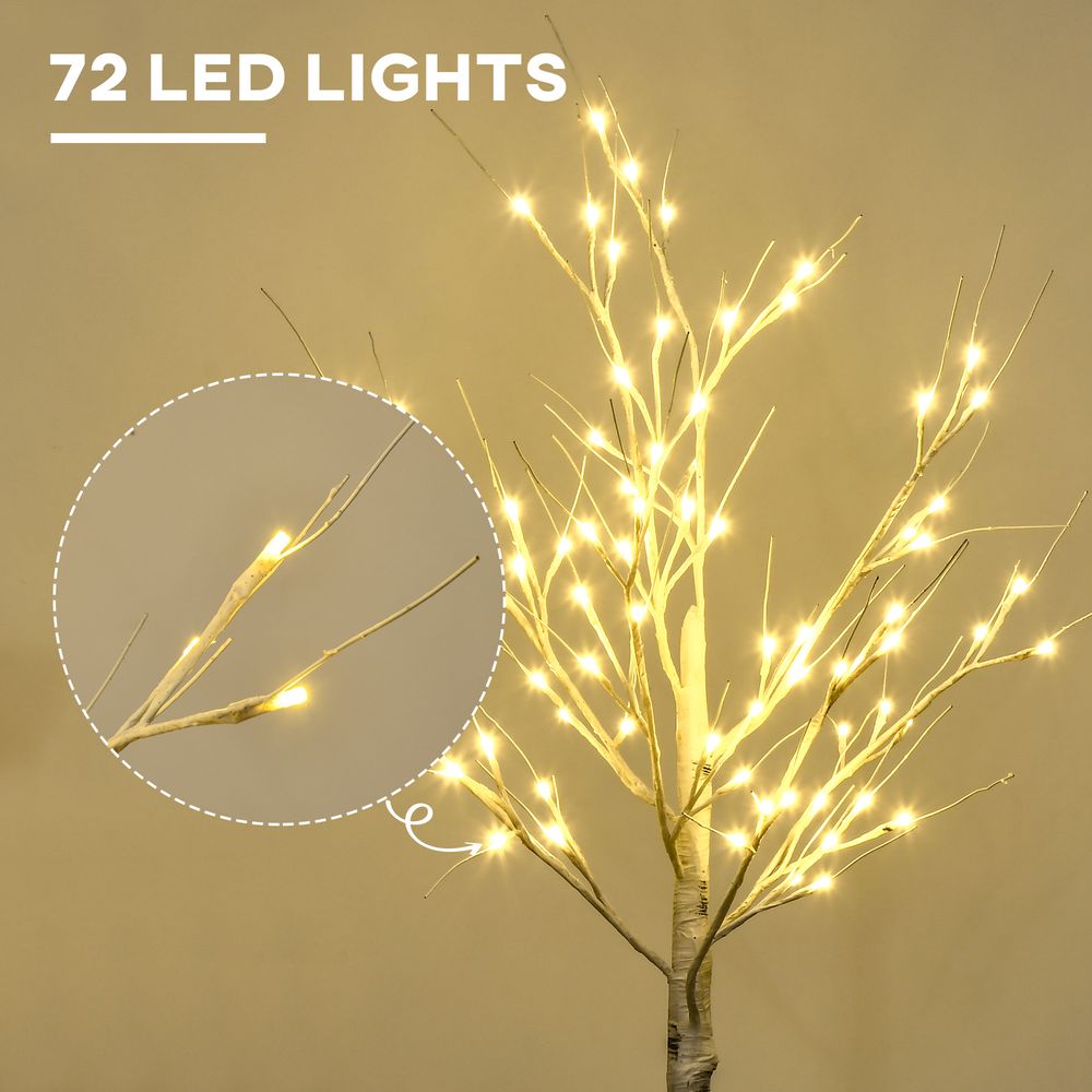 HOMCOM 4ft Artificial White Birch Tree Light  72 Warm White Pre-Lit LED Light