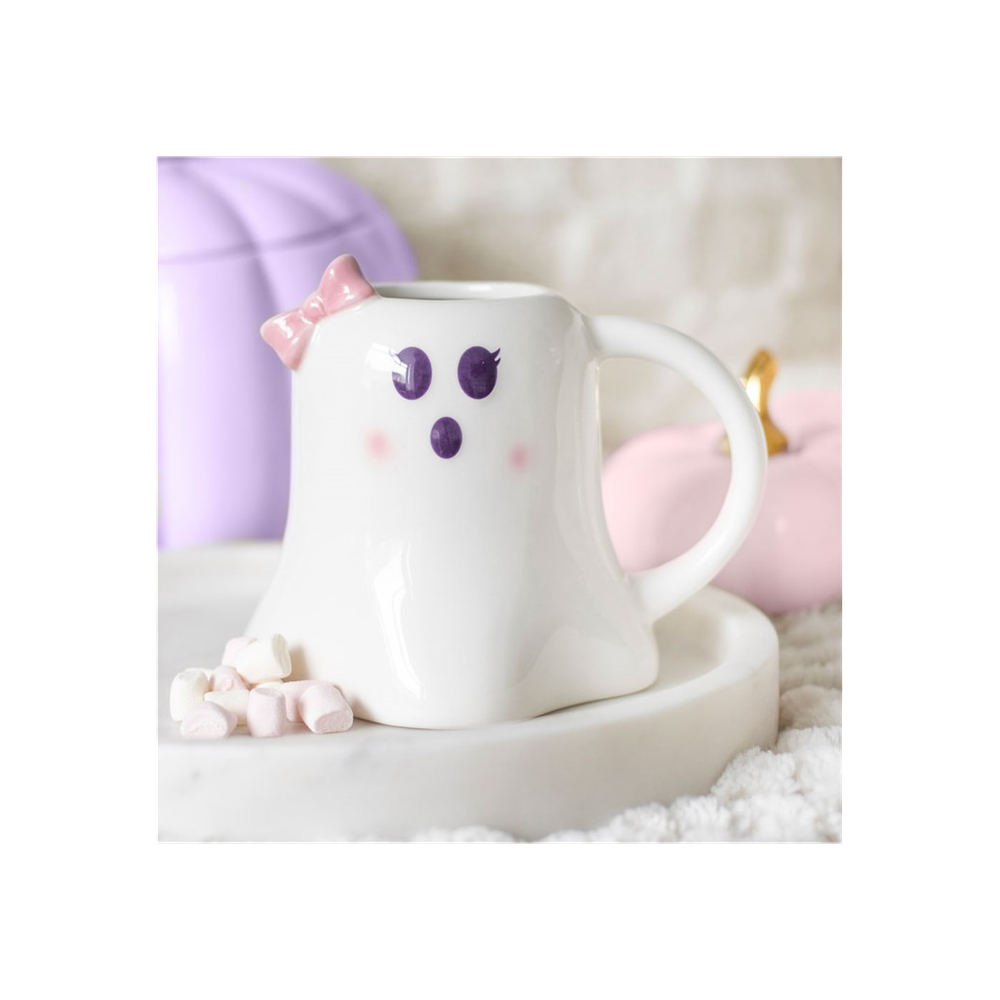Miss Boo Ghost Shaped Mug with Bow