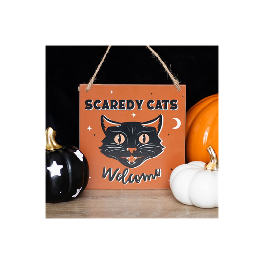 Scaredy Cats Welcome Hanging Sign