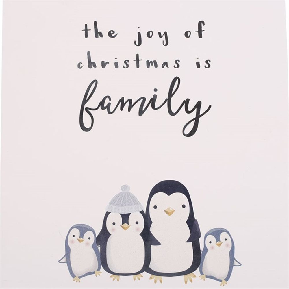 Joy of Christmas Penguin Family Hanging Sign