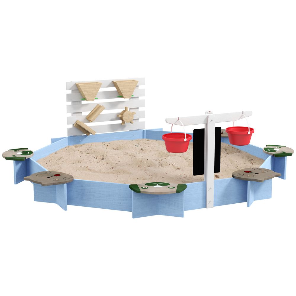 Outsunny Kids Sandbox, Outdoor Playset, for Ages 3-7 Years - Blue