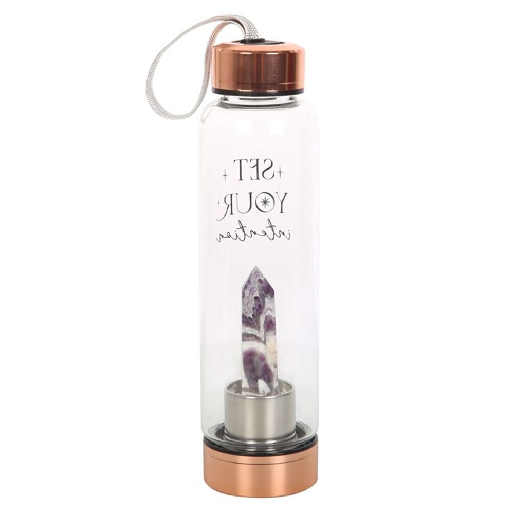 Amethyst Set Your Intention Glass Water Bottle